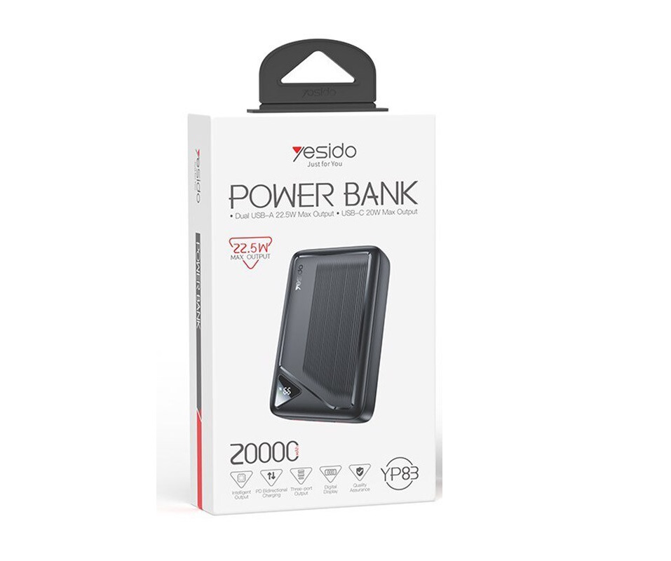 پاوربانک Yesido YP83 20000mAh با شارژ سریع 22.5W