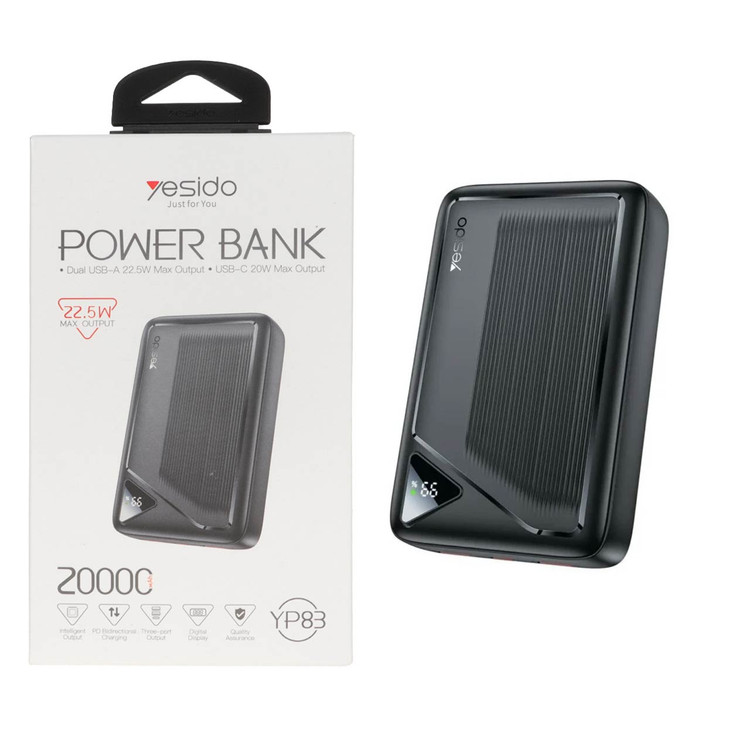 پاوربانک Yesido YP83 20000mAh با شارژ سریع 22.5W
