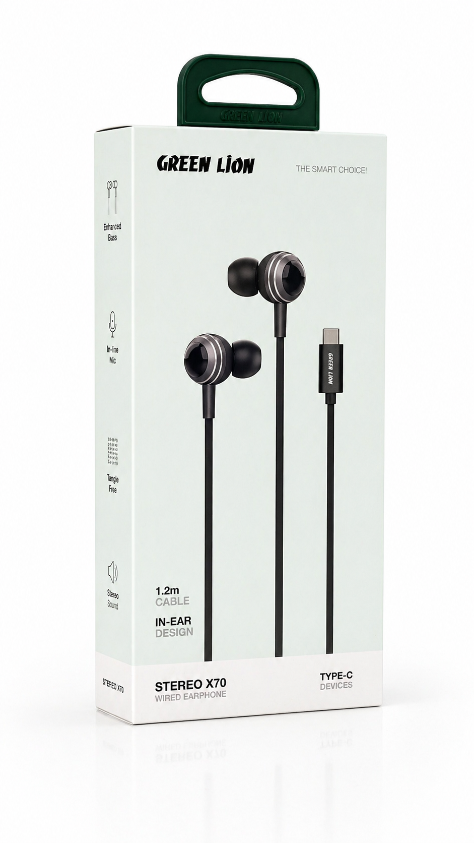 هندزفری باسیم تایپ سی گرین لاین مدل Green Lion Stereo X70