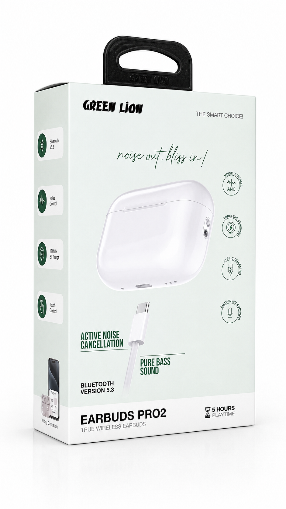 ایرپاد پرو2 گرین لاین Green Lion Earbuds Pro 2 Active ANC