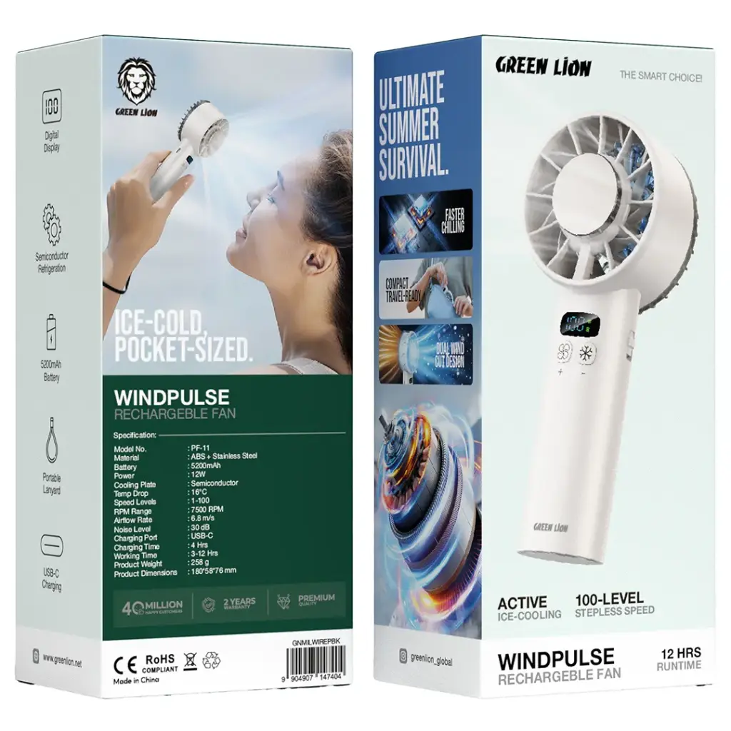 پنکه دستی خنککننده گرین لاین Windix Pro مدل PF-11 با صفحه سرمایشی