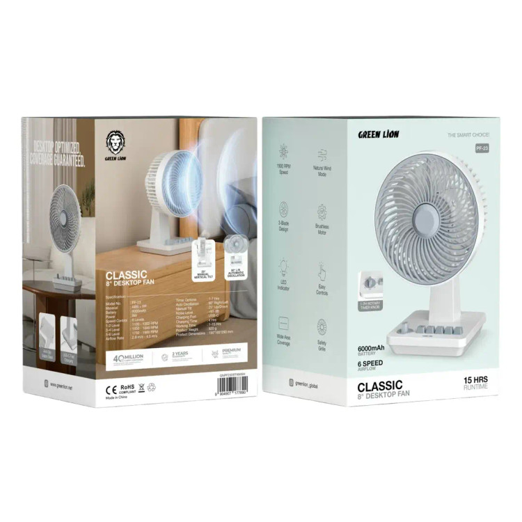 پنکه رومیزی شارژی ۸ اینچ گرین لاین مدل Classic PF-23